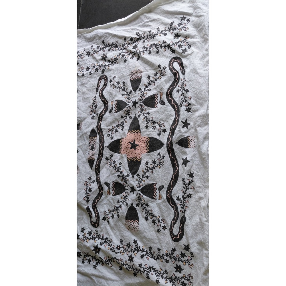 printed illustration bandana whimsical occult Gothic textil Decorative tea towel - Picture 2 of 11